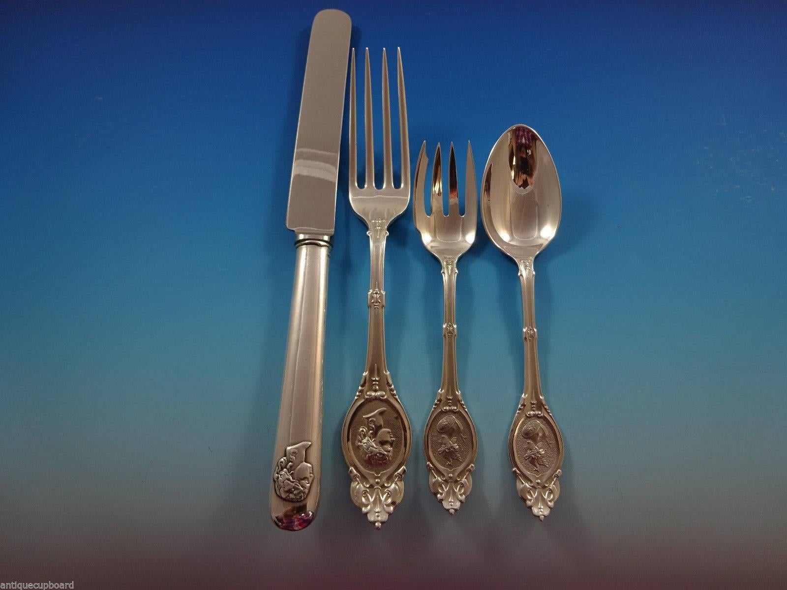 Medallion by Shiebler Sterling Silver Flatware Set Service 181 Pcs in Box In Excellent Condition In Big Bend, WI