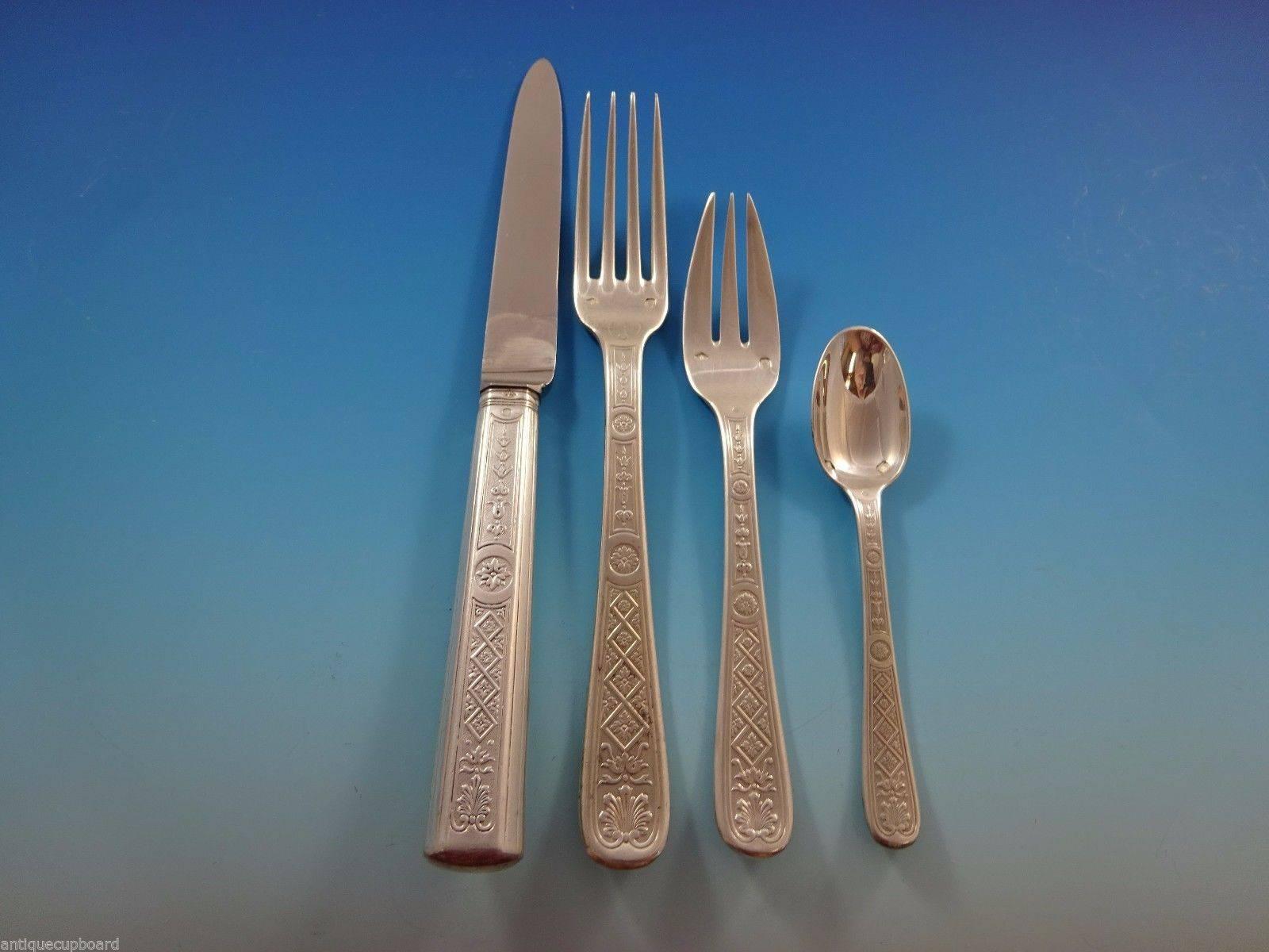Lauzun by Puiforcat Sterling Silver Flatware Set French 77 Pcs with Fitted Box In Excellent Condition For Sale In Big Bend, WI