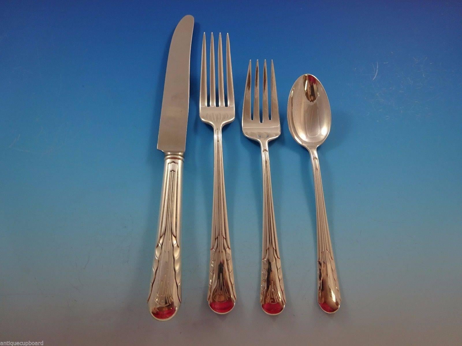 Orchid by International Sterling Silver Flatware Dinner Service Set 120 Pieces In Excellent Condition For Sale In Big Bend, WI