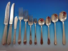 William & Mary by Lunt Sterling Silver Flatware Set of 12 Service Huge