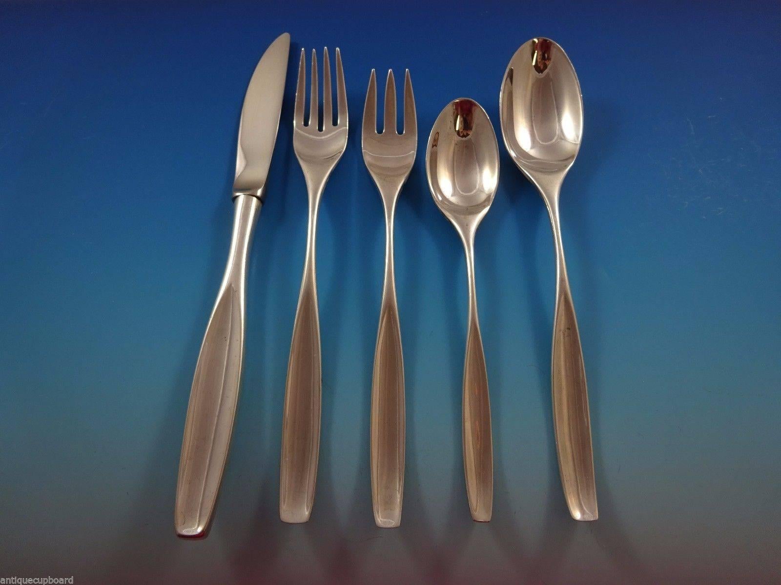 Mid-Century Modern set of Ellipse by Kirk sterling silver flatware - 43 Pieces. 
This set includes:

Eight knives, 8 7/8