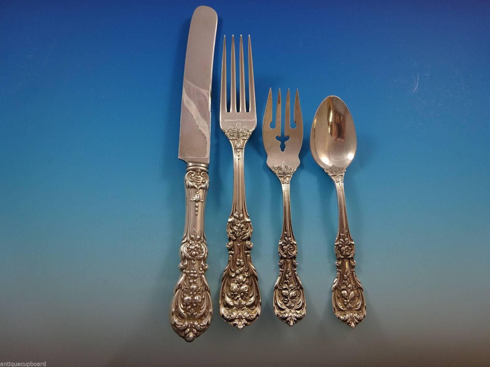 Francis I Reed & Barton Sterling Silver Dinner Flatware Set Service 60 Pcs Old In Excellent Condition In Big Bend, WI