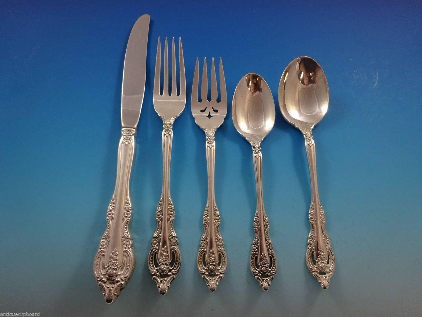 Mediterranea by Oneida sterling silver flatware set, 64 pieces. This set includes:

12 knives, 9 1/8
