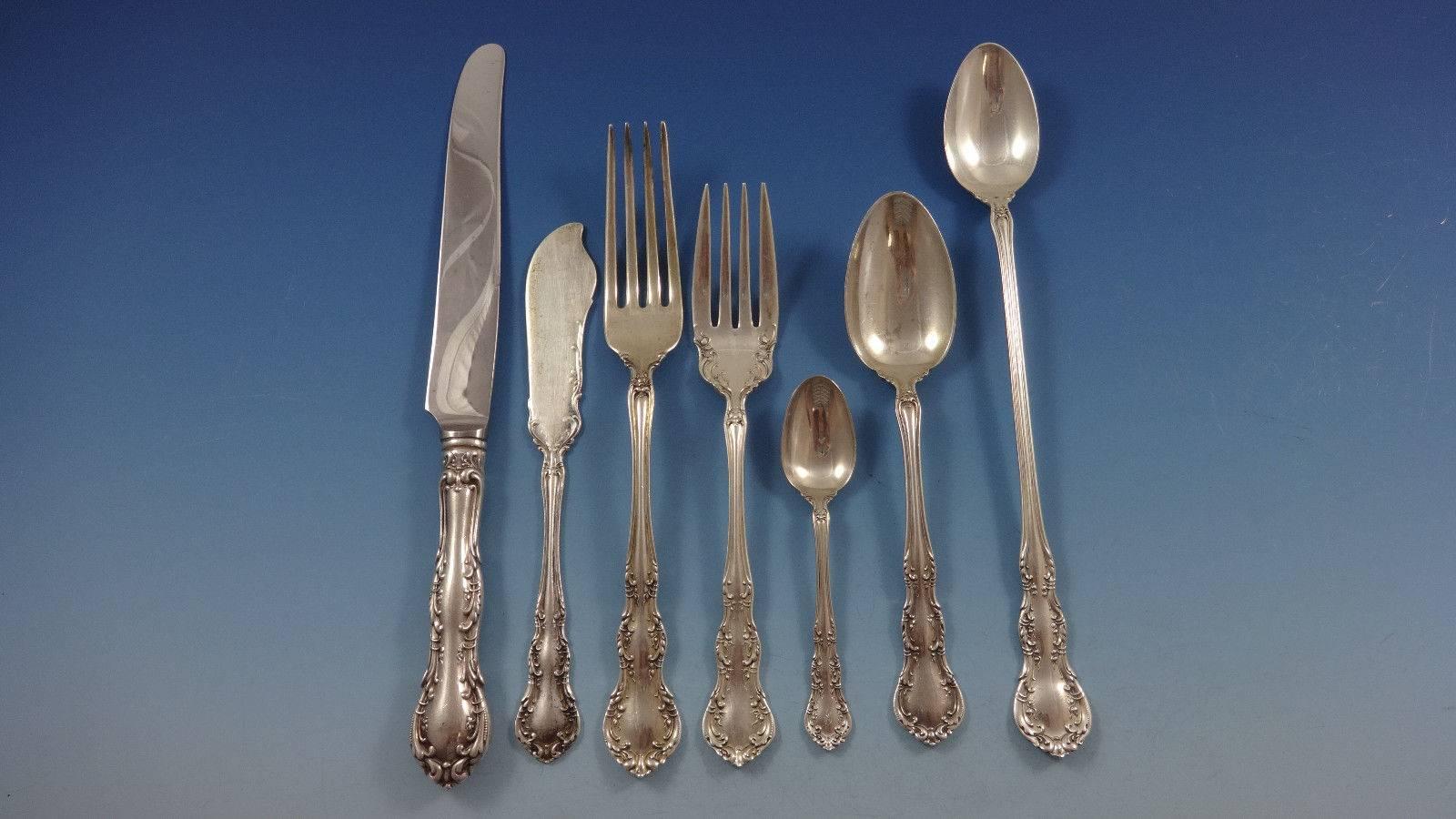 Old Atlanta by Wallace Irving sterling silver flatware set of 66 pieces. This set includes:

Eight knives, 8 3/4