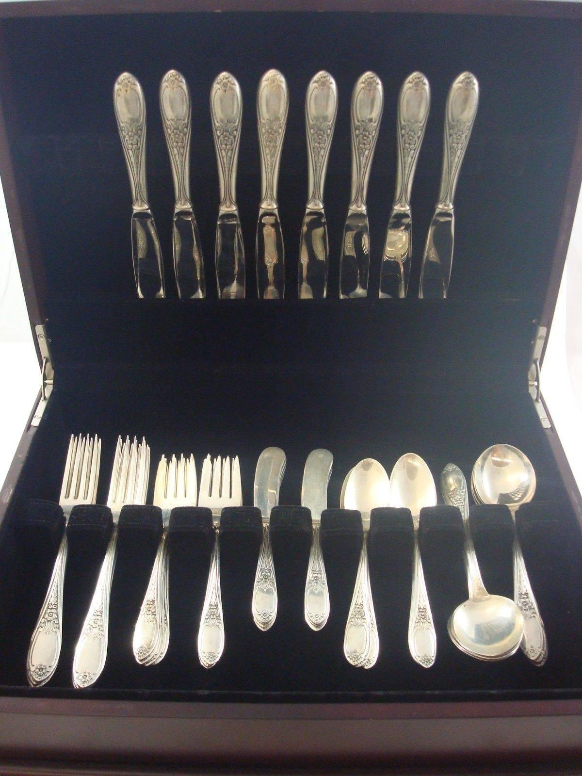 Colonial Rose by Amston sterling silver flatware set - 48 pieces. This set includes:

Eight knives, 8 3/4