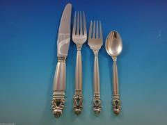 Acorn by Georg Jensen Sterling Silver Flatware Set for 12 Service 48 Pieces