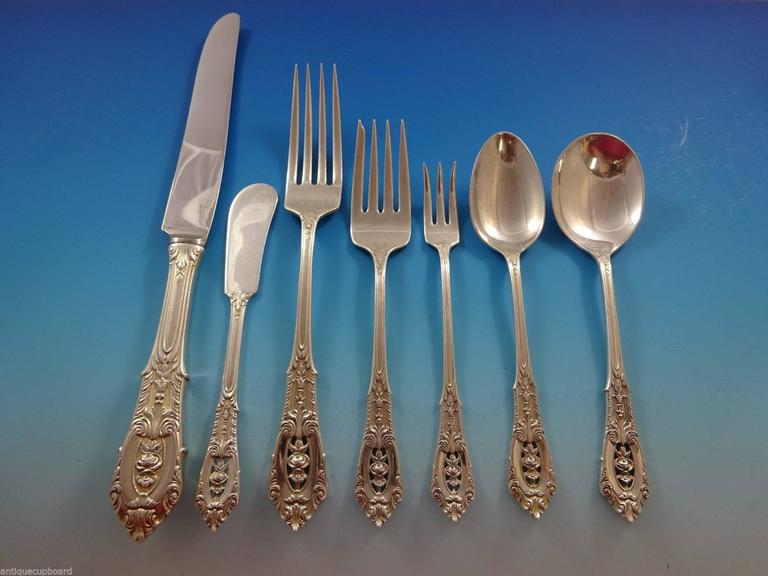 Rose Point by Wallace Sterling Silver Flatware Set of 8 Service 60 Pcs