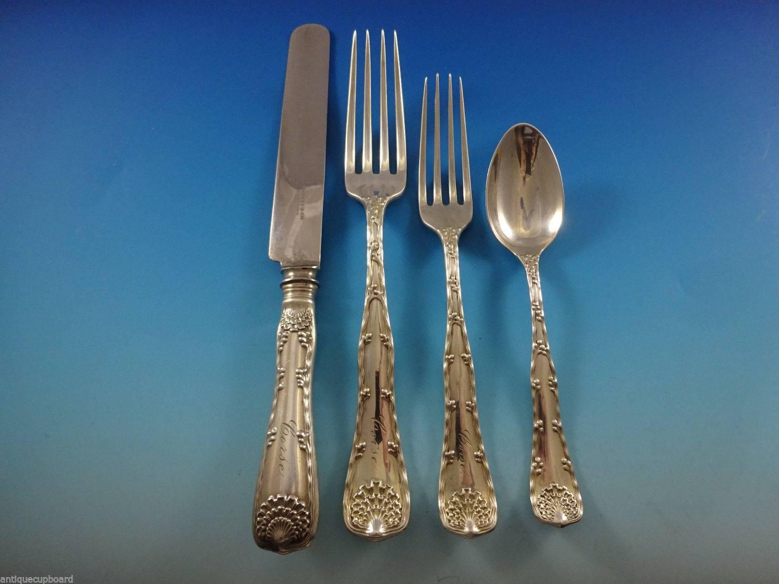 Wave Edge by Tiffany & Co. Sterling Silver Large Flatware Set Service Fitted Box In Excellent Condition In Big Bend, WI