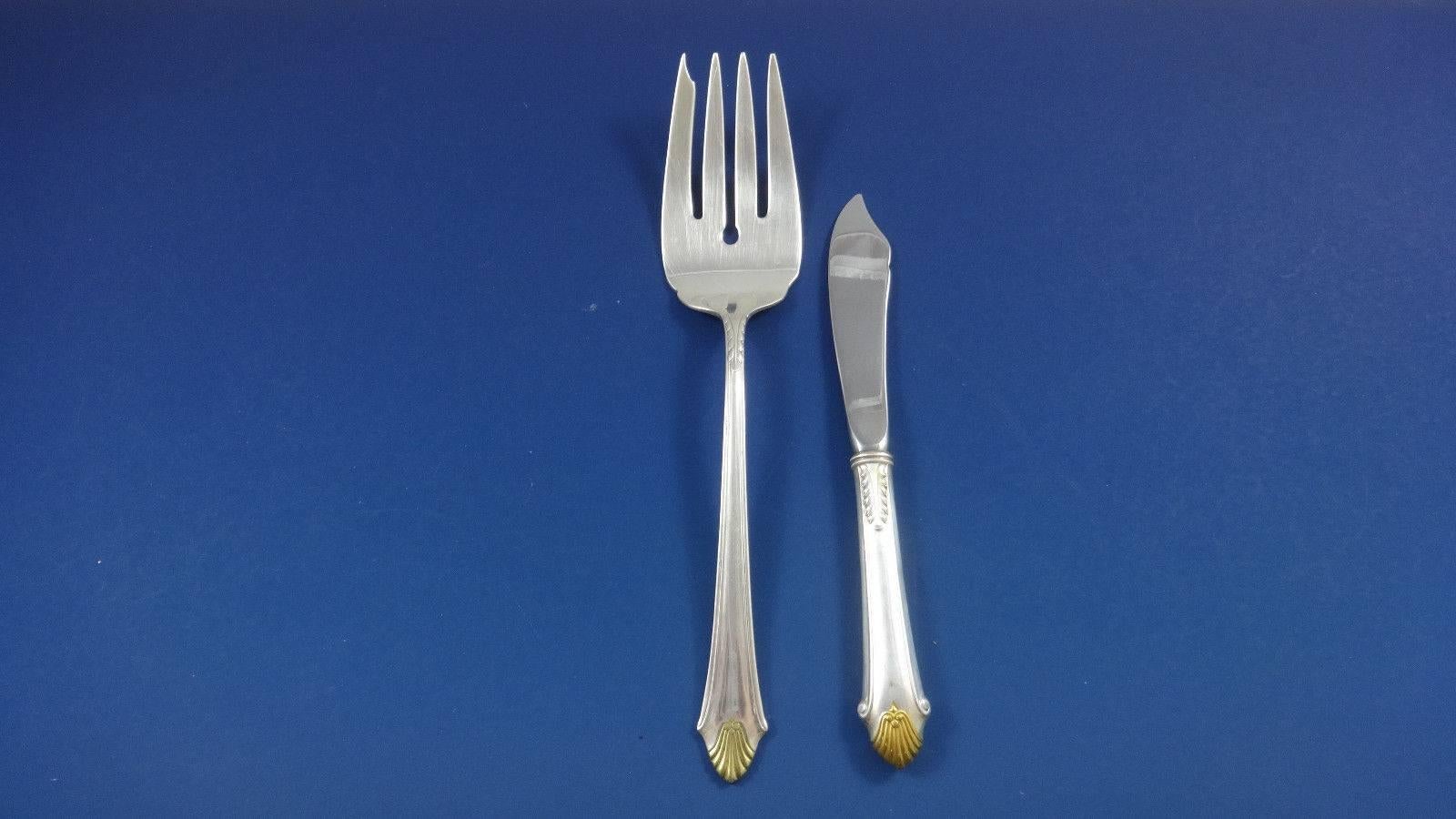 Late 20th Century Edgemont Gold by Gorham Sterling Silver Flatware Set Eight Service 44 Pcs Dinner
