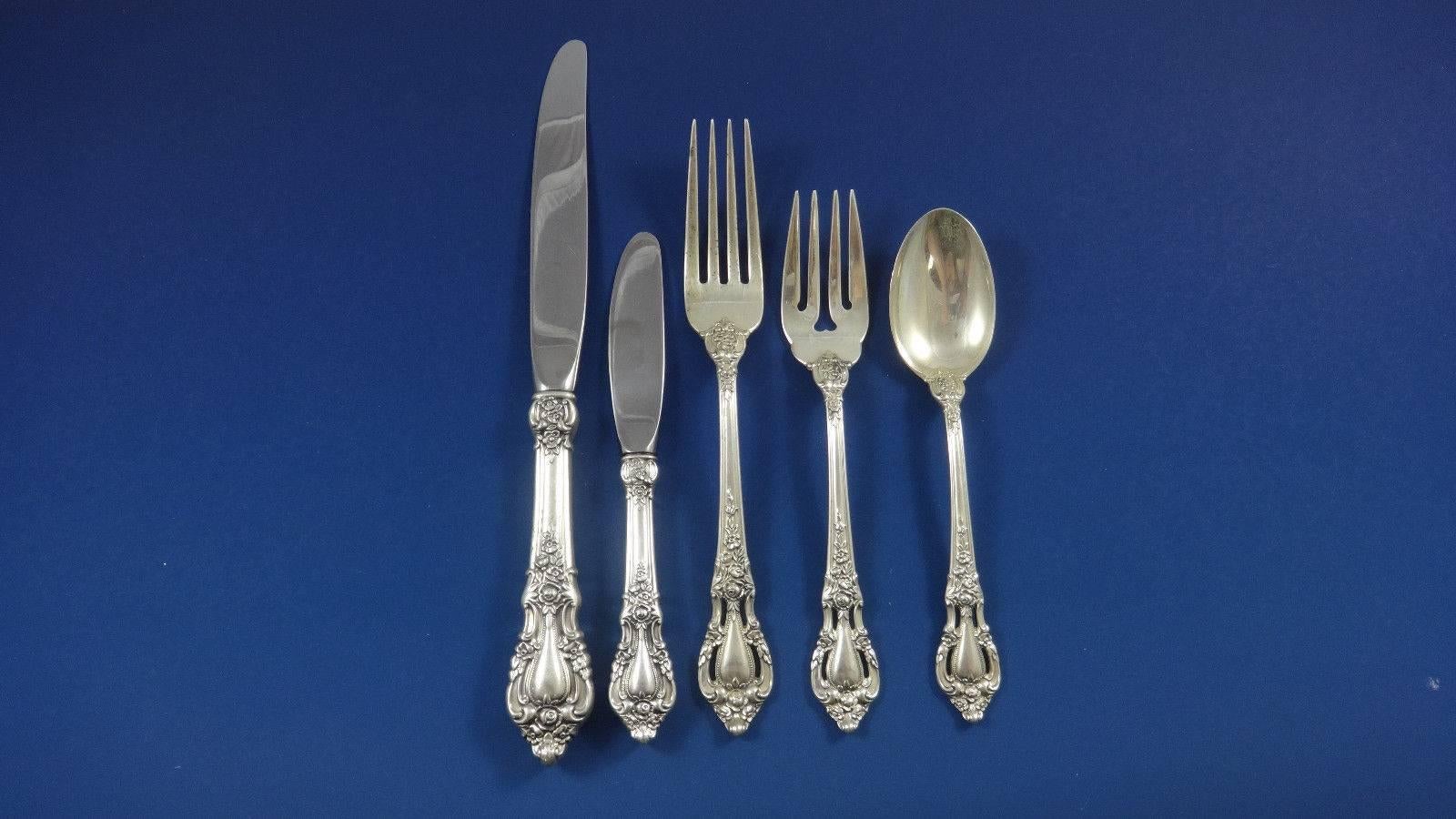 Aptly named, the Lunt Eloquence silverware collection speaks volumes of taste and tradition. First introduced in 1952, the pattern features ornate handle detailing, delicate cutouts, and coordinating flourishes at the neck. The working ends are