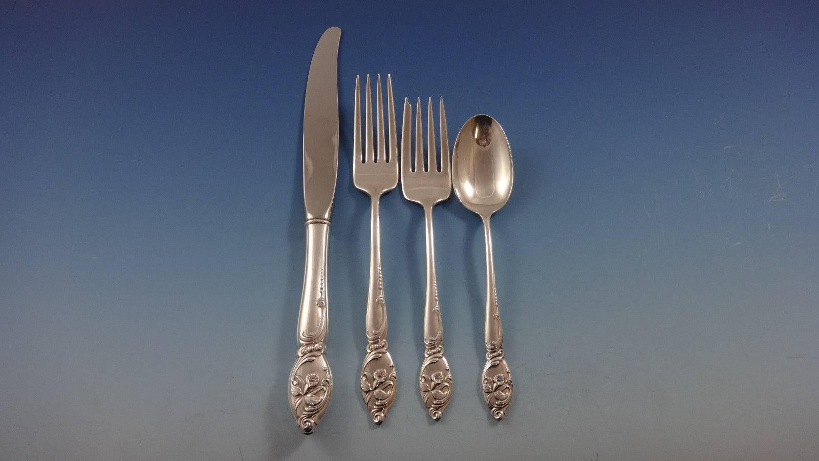 Enchanting Orchid by Westmorland Sterling Silver Flatware Service 8 Set 46 Pcs In Excellent Condition In Big Bend, WI