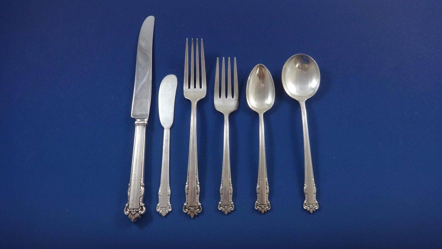 English Shell by Lunt Sterling Silver Flatware Service for Eight Set 55 ...