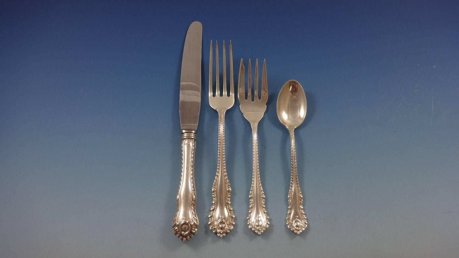 Canadian Gadroon by Birks Sterling Silver Dinner Flatware Set 8 Service 62 Pieces, Canada