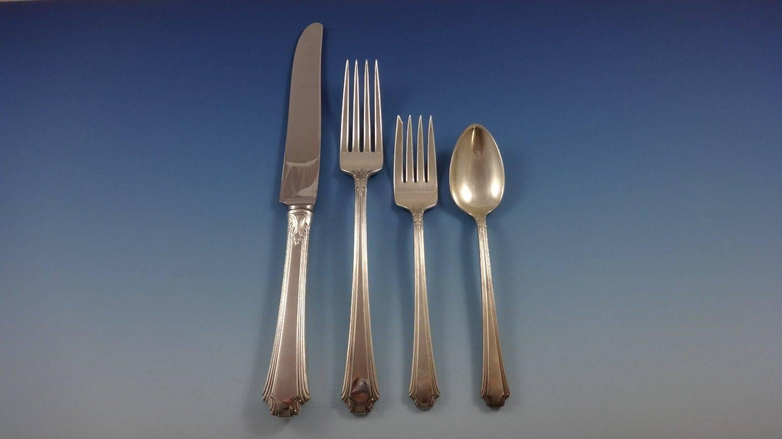 Mid-20th Century Georgian Colonial by Wallace Sterling Silver Dinner Flatware Set Service 108 Pcs For Sale