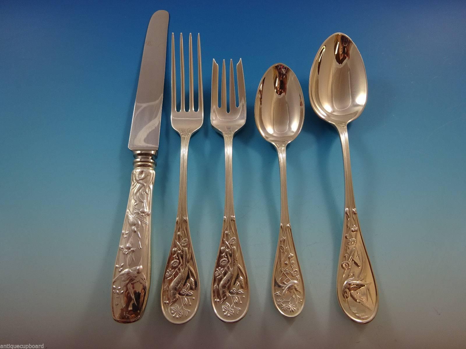 Japanese (now Audubon) was designed in 1871, during the most innovative period in the history of Tiffany silver, and it is still one of the most popular of all Tiffany patterns. Japanese was the first Tiffany pattern to introduce silver decorated in