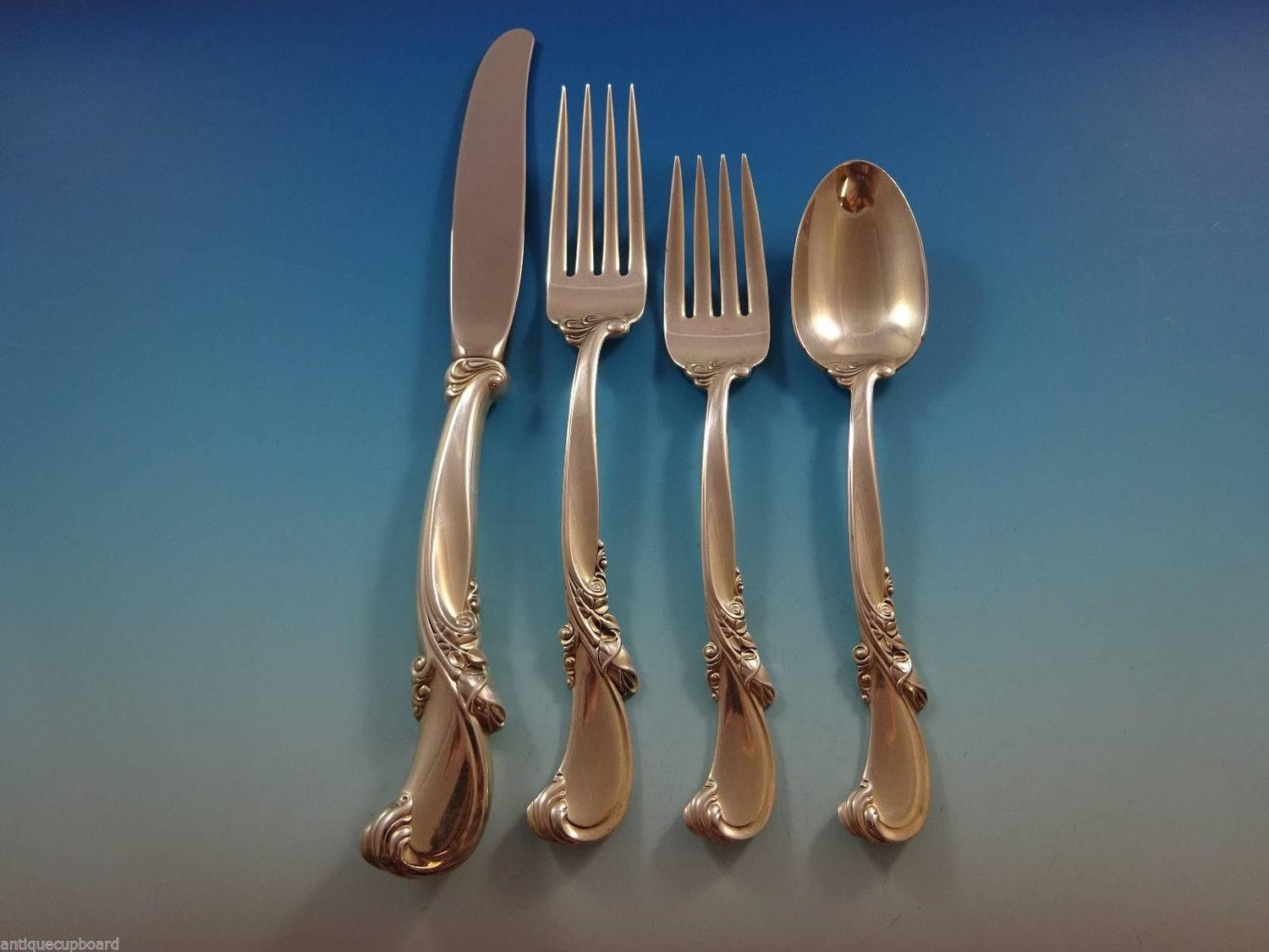 Waltz of Spring by Wallace Sterling Silver Flatware Service for 12 Set 72 Pieces For Sale at 1stdibs