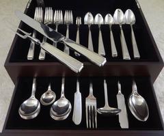 Japanese 950 Sterling Silver Flatware Set Service 119 Pcs B Monogram Modernism