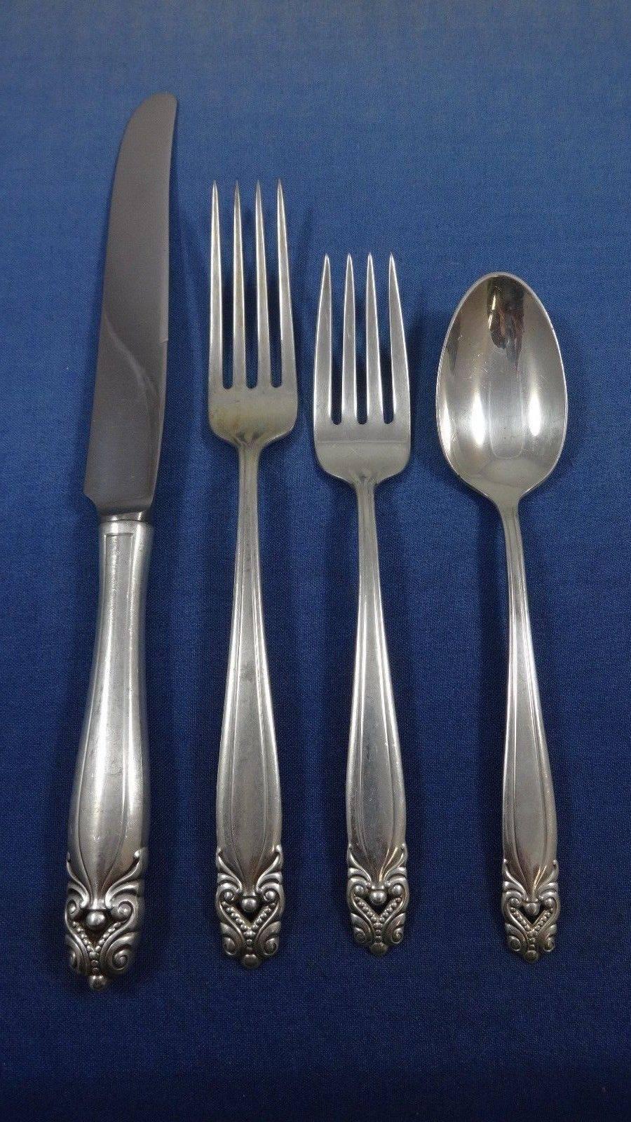 American King Christian by Wallace Sterling Silver Flatware Set for 8 Service 74 Pieces For Sale