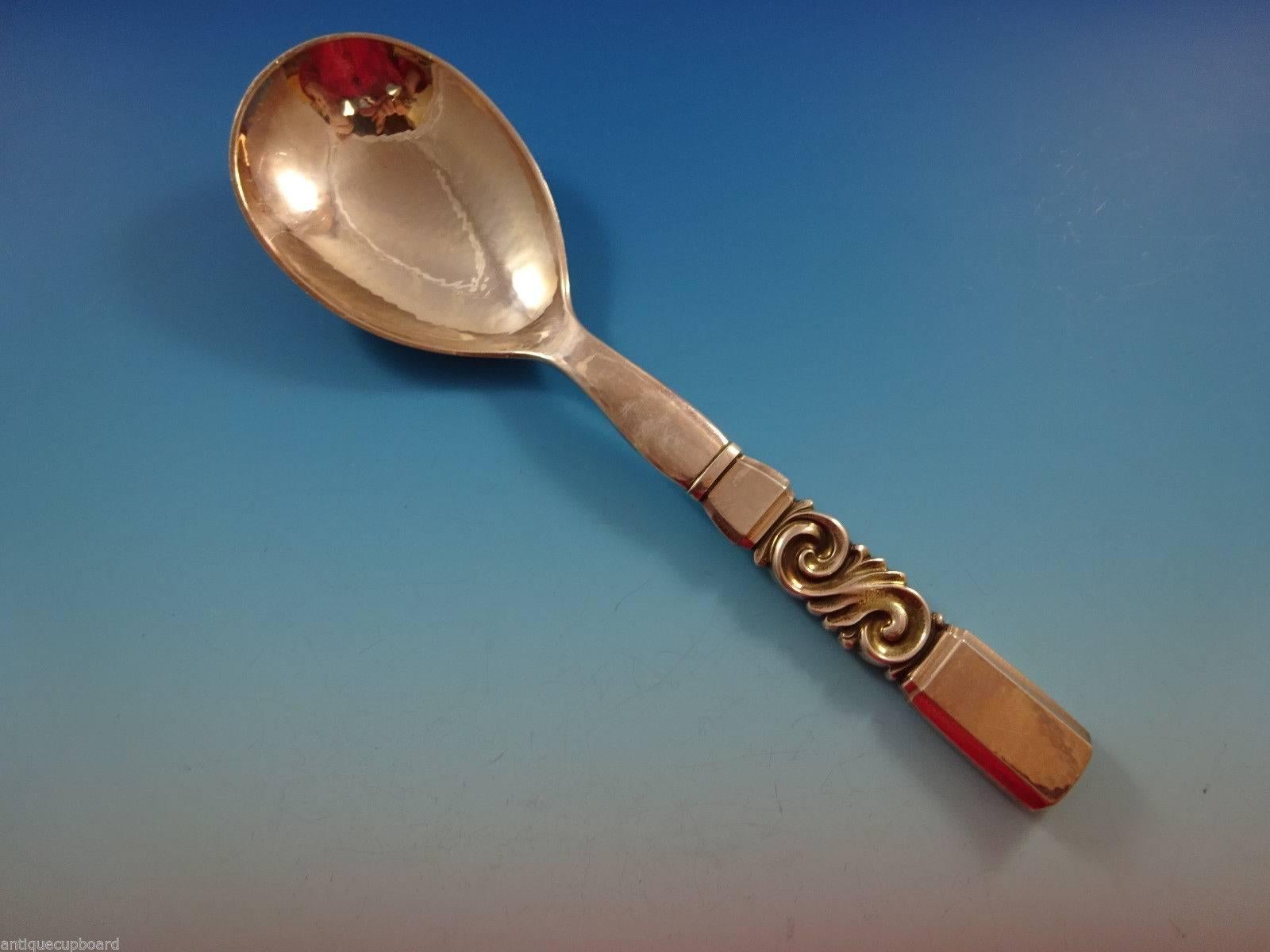 Mid-20th Century Scroll by Georg Jensen Sterling Silver Flatware Dinner Set 12 Service 175 Pcs