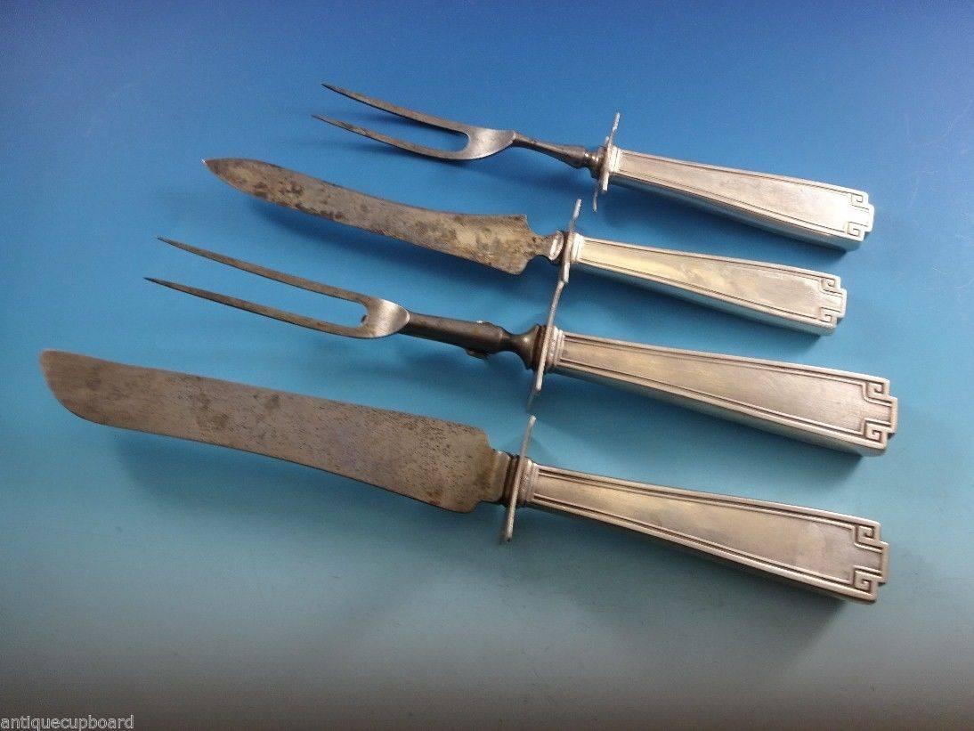 Early 20th Century Etruscan by Gorham Sterling Silver Flatware Set of 12 Service Fitted Chest 198pc