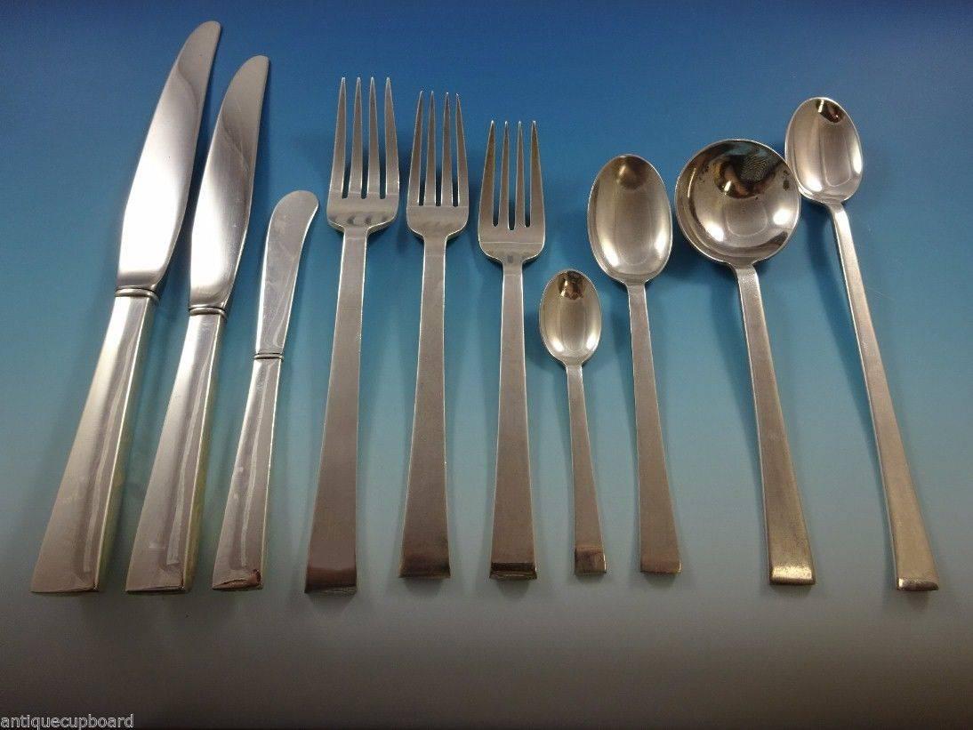 Continental is the perfect pattern choice for those who are looking for a highly polished, clean, contemporary look. 

Massive Continental by International dinner and lunch size sterling silver flatware set of 158 pieces. This set includes:

12