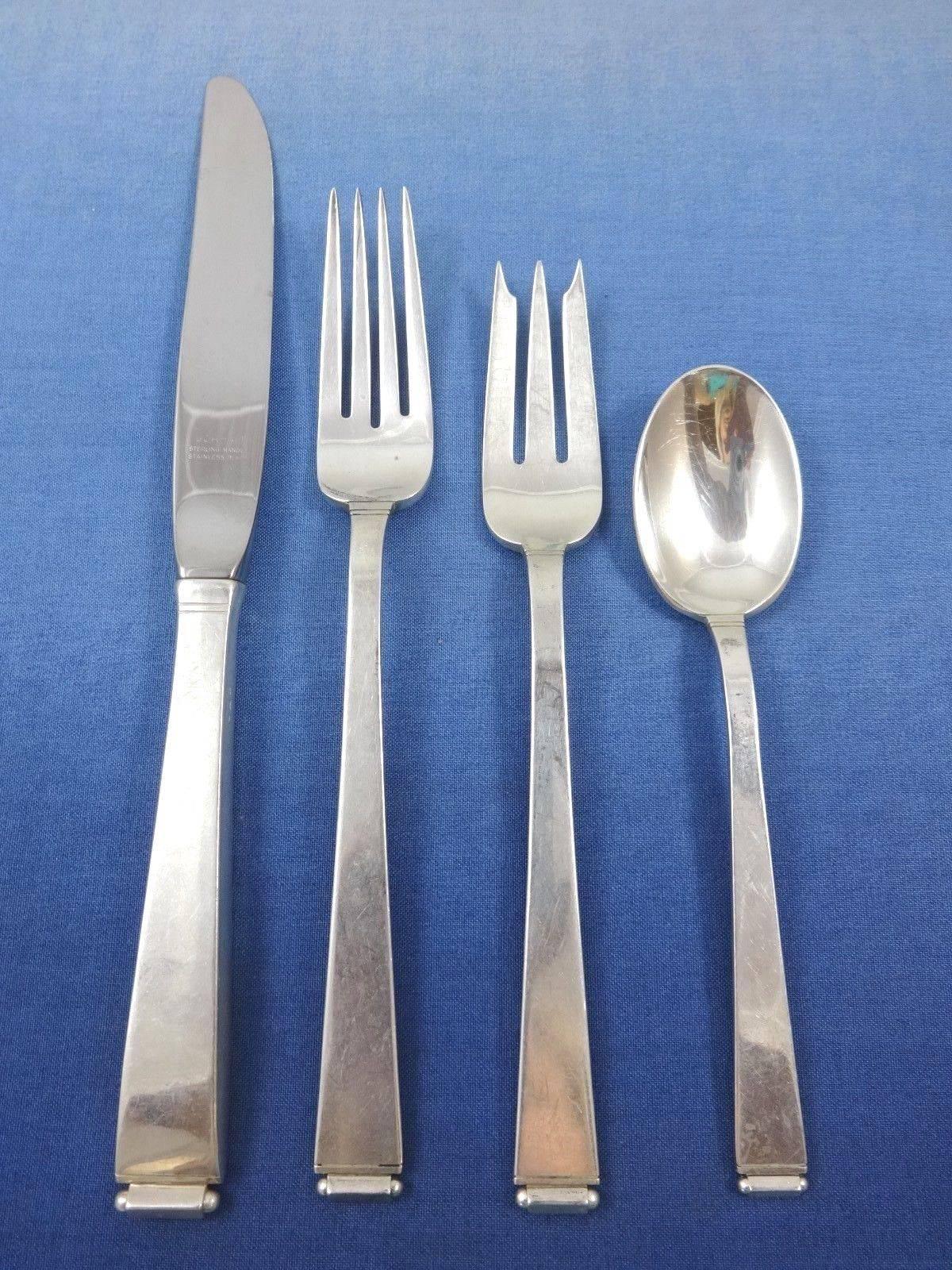 Unique Perspective by Gorham sterling silver flatware set of 59 pieces. This is a great looking Scarce modern design pattern with clean lines. This set includes:

Six knives, 9 3/8
