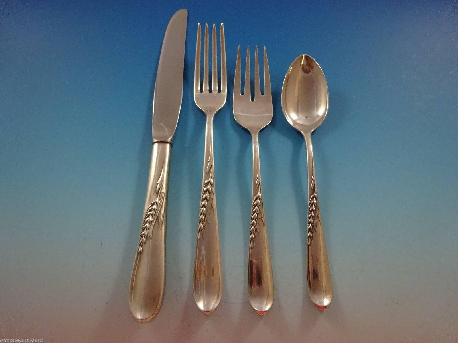 American Silver Wheat by Reed & Barton Sterling Silver Flatware Set 12 Service 80 Pieces For Sale