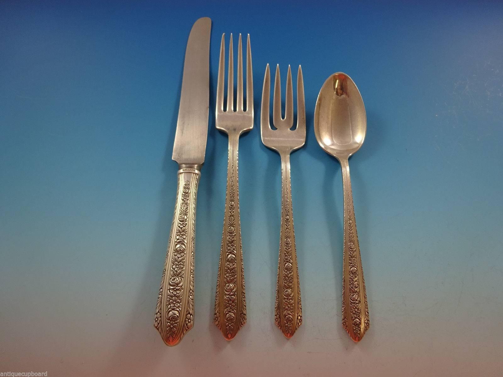 American Normandie by Wallace Sterling Silver Flatware Set for Eight Service 52 Pieces For Sale