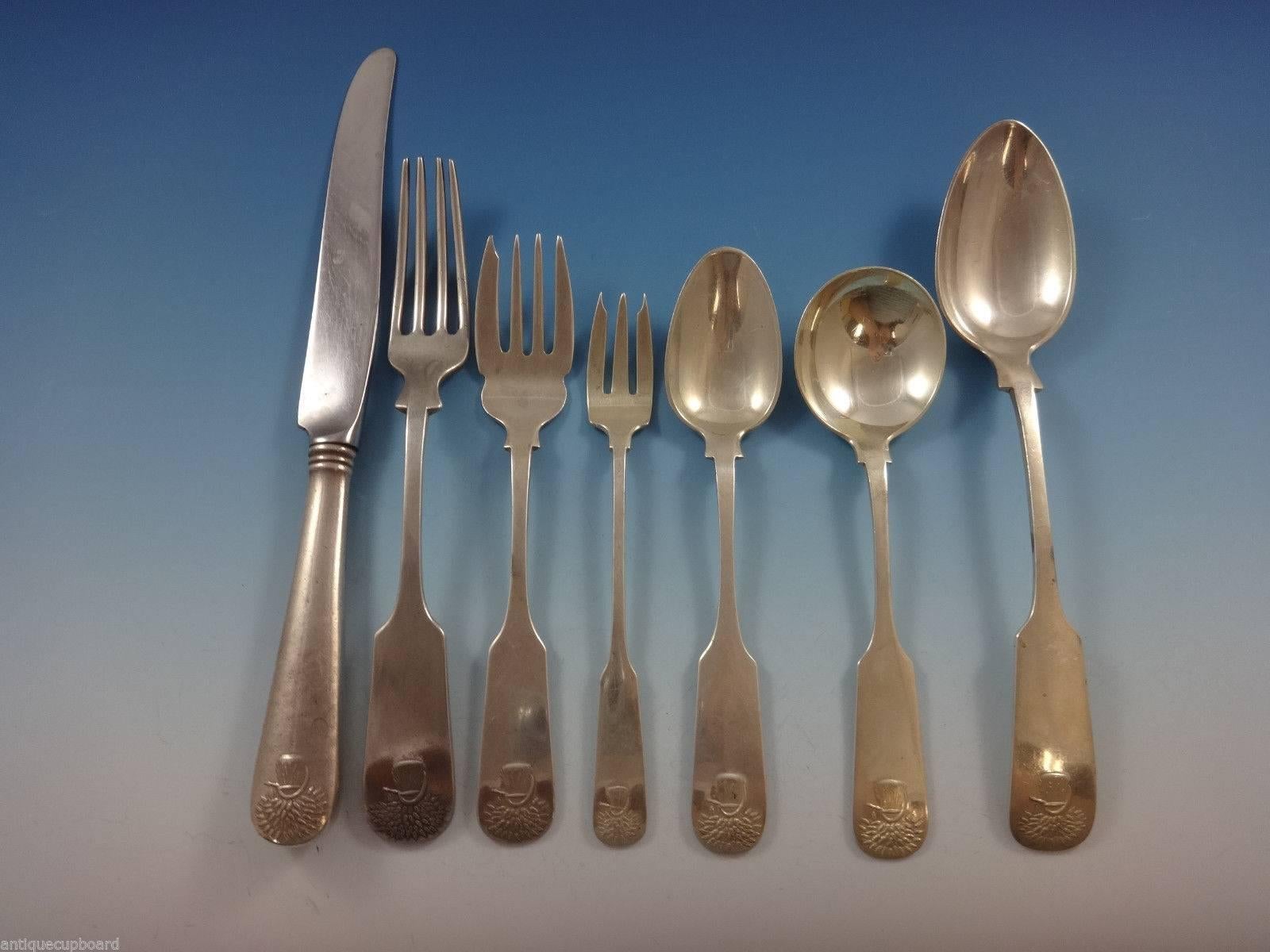 Rare Sheaf of Wheat by Durgin / Gorham sterling silver flatware set of 61 pieces. This set includes:

Eight knives, 8 7/8
