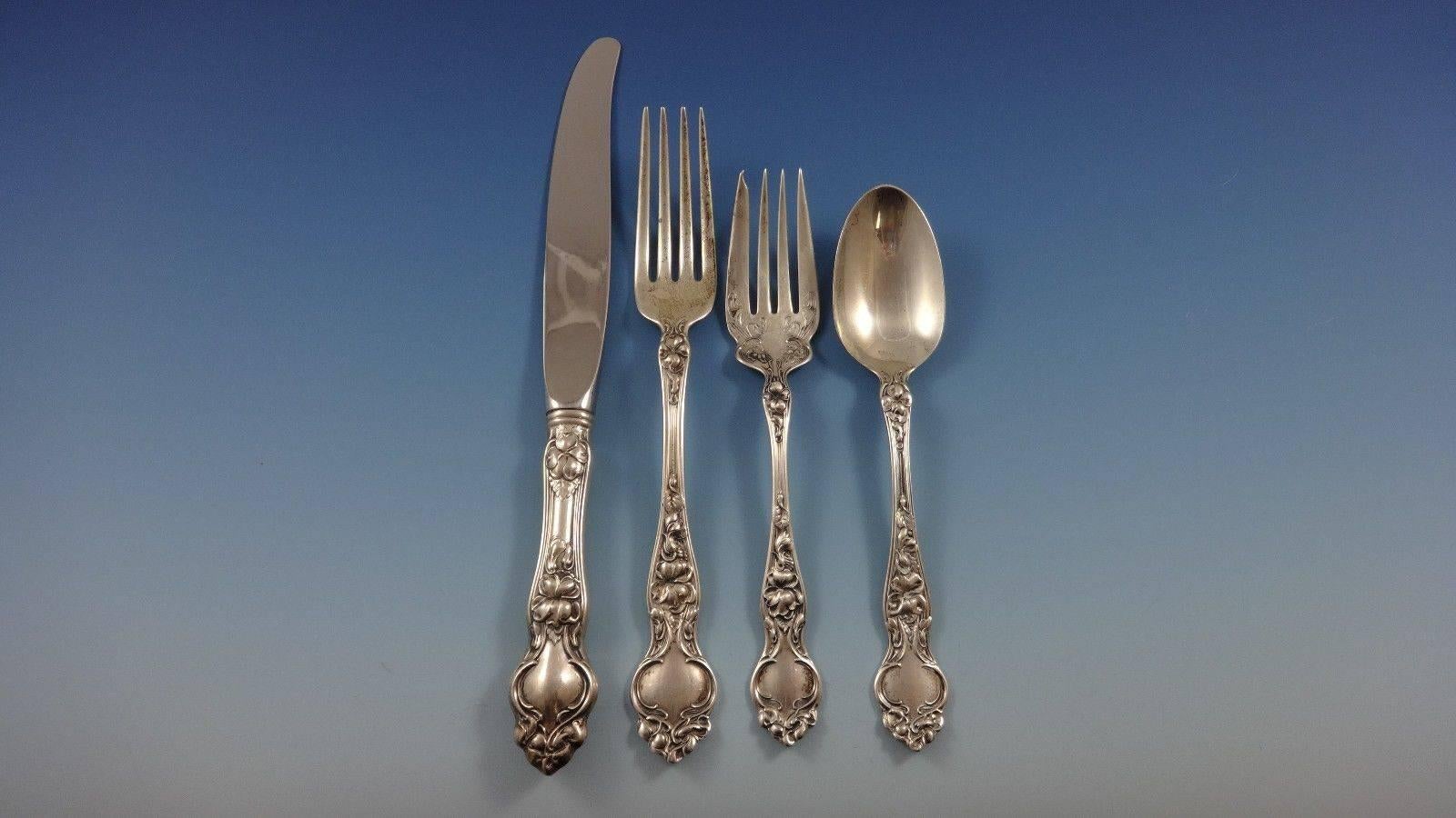 American Violet by Wallace Sterling Silver Flatware Set for Eight Service 52 Pcs For Sale