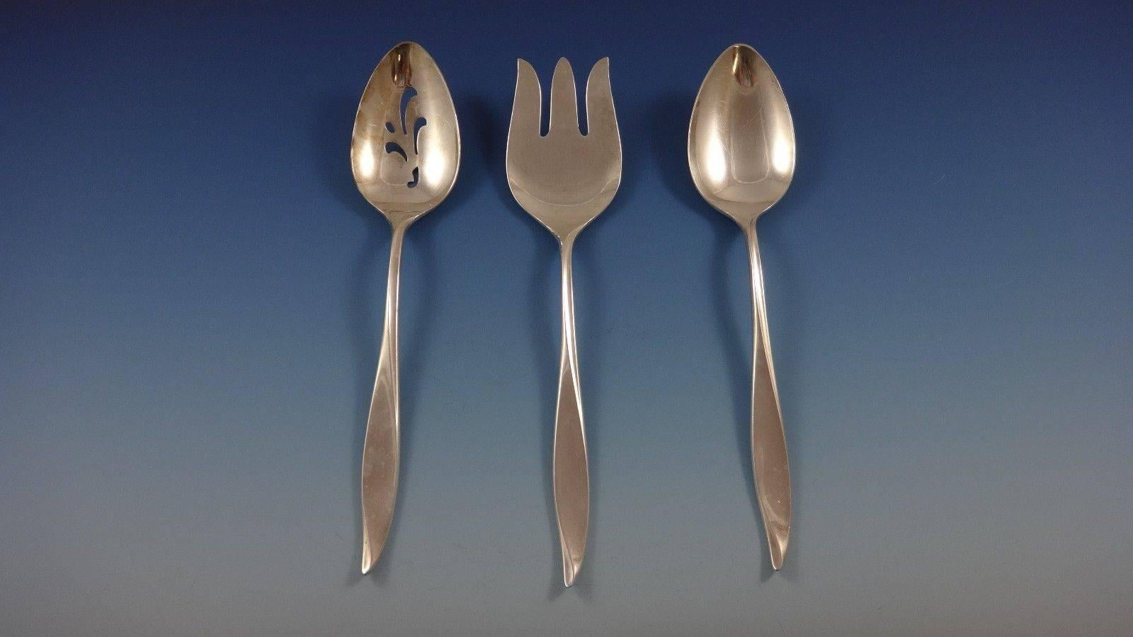 Mid-20th Century Vivant by Oneida Sterling Silver Flatware Set Service 51 Pieces Modernism Sleek For Sale
