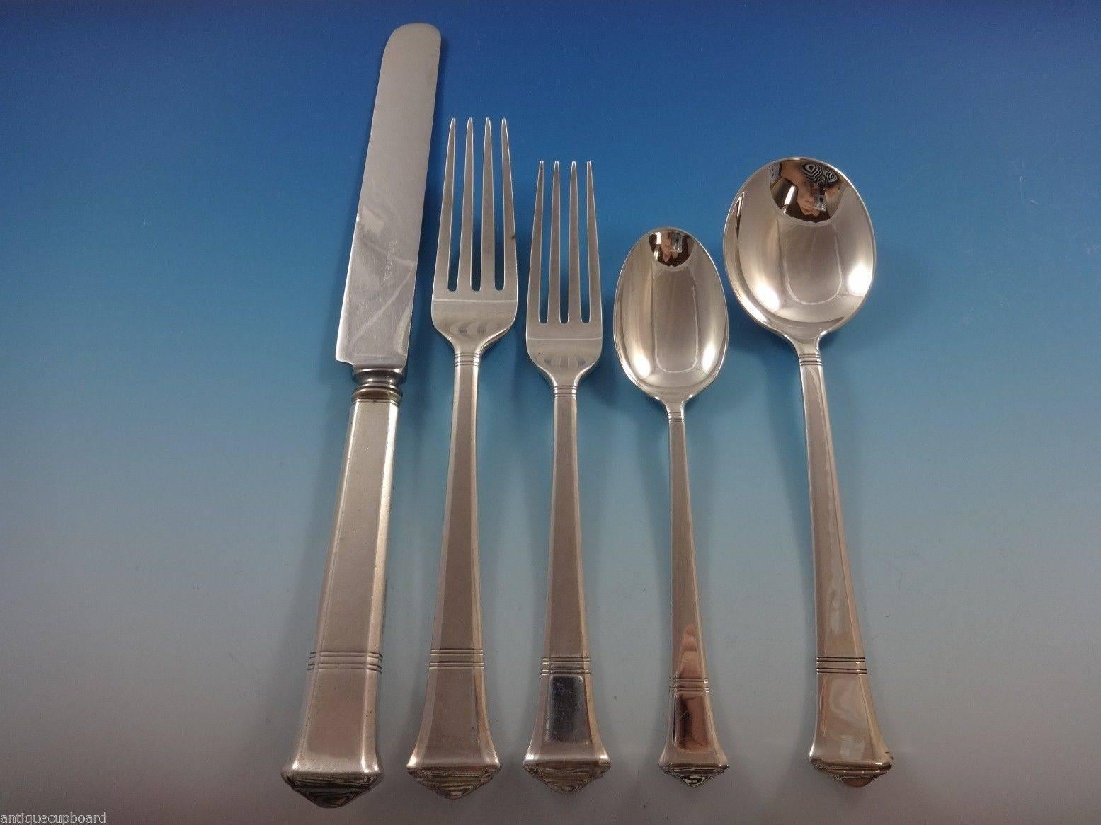 Designed with an eye for balance and proportion, each piece of Tiffany & Co. flatware is a masterpiece of form and function.

Windham by Tiffany & Co. sterling silver dinner flatware set of 63 pieces. This set includes:

12 dinner size knives,