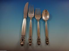 Acorn by Georg Jensen Sterling Silver Dinner Flatware Set Eight Service 32 Pcs