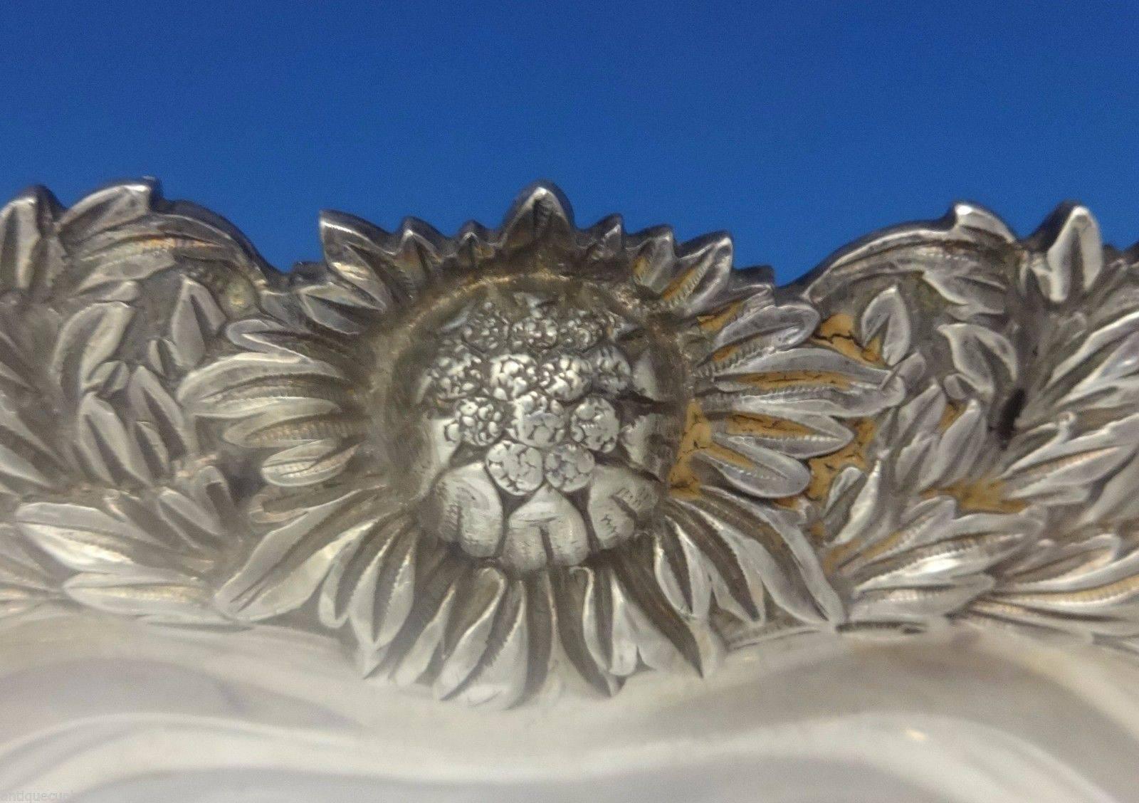 Chrysanthemum by Tiffany Sterling Silver Salver Tray Octagonal Shape Hollowware In Excellent Condition In Big Bend, WI