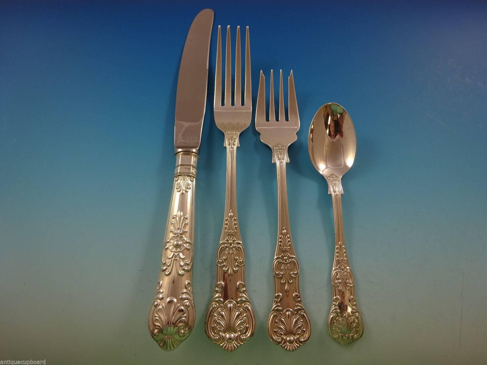 English Queens by CJ Vander Sterling Silver Dinner Flatware Set for Eight Service 48 Pcs