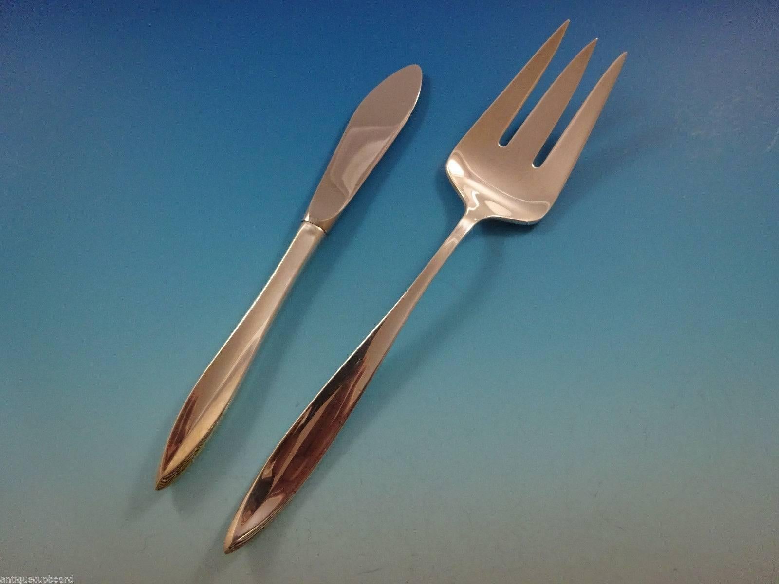 Milieu du XXe siècle Ensemble de couverts en argent sterling Esprit by Gorham 12 Service 54, style mi-siècle moderne en vente