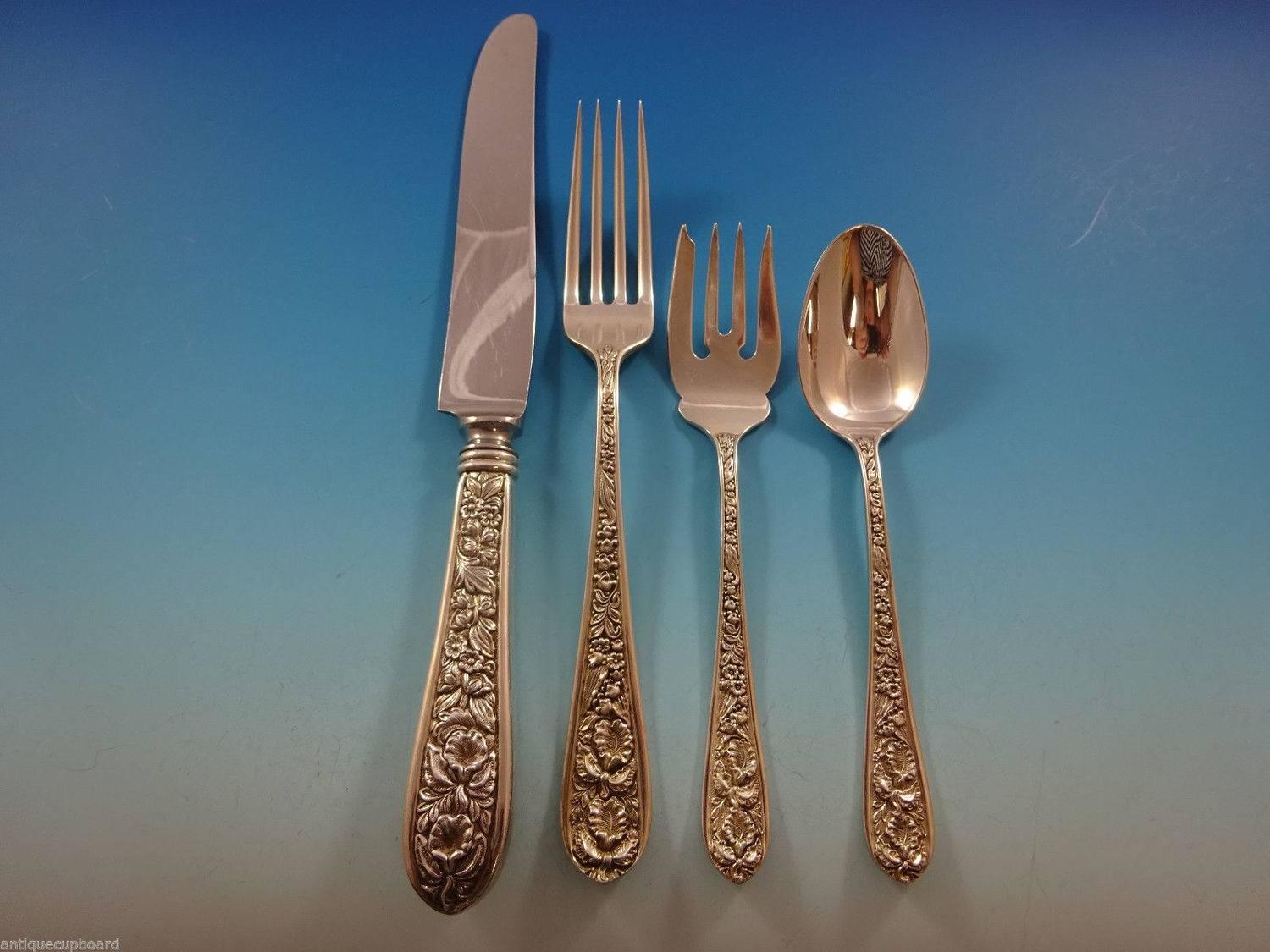 Corsage by KirkStieff Sterling Silver Flatware Set 12 Service 90