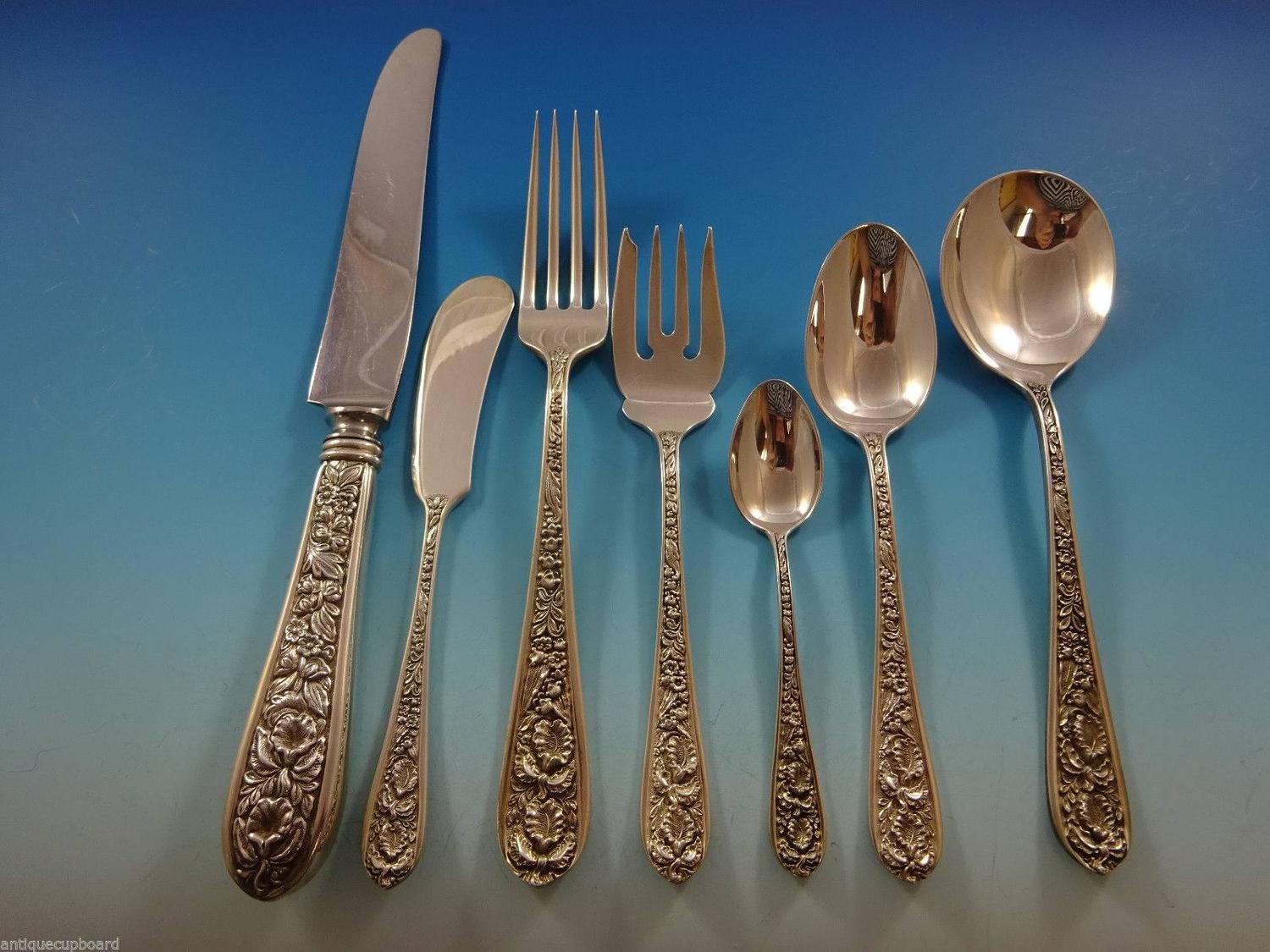 Corsage by KirkStieff Sterling Silver Flatware Set 12 Service 90