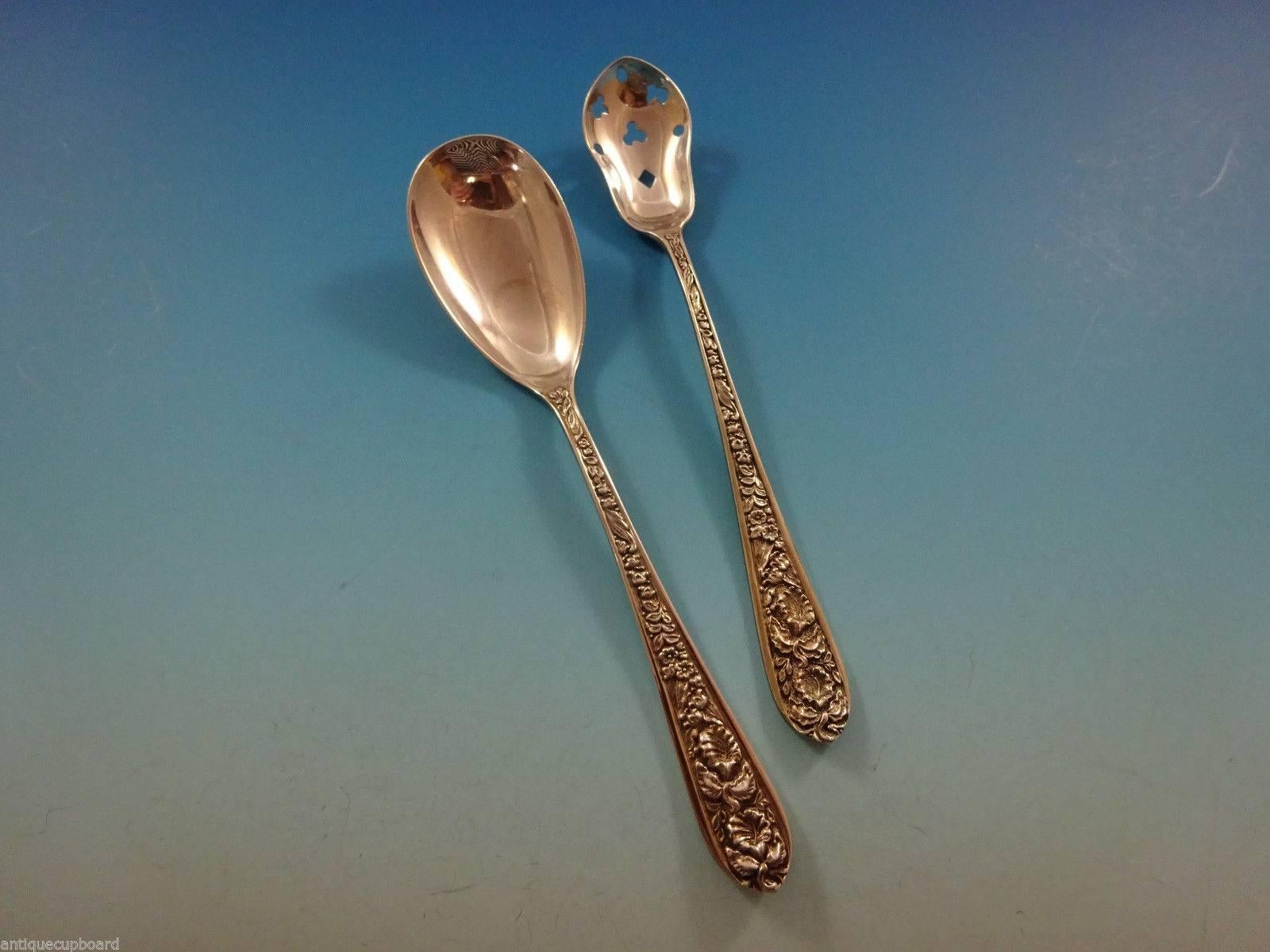 Corsage by Kirk-Stieff Sterling Silver Flatware Set 12 Service 90 Pieces Dinner In Excellent Condition In Big Bend, WI