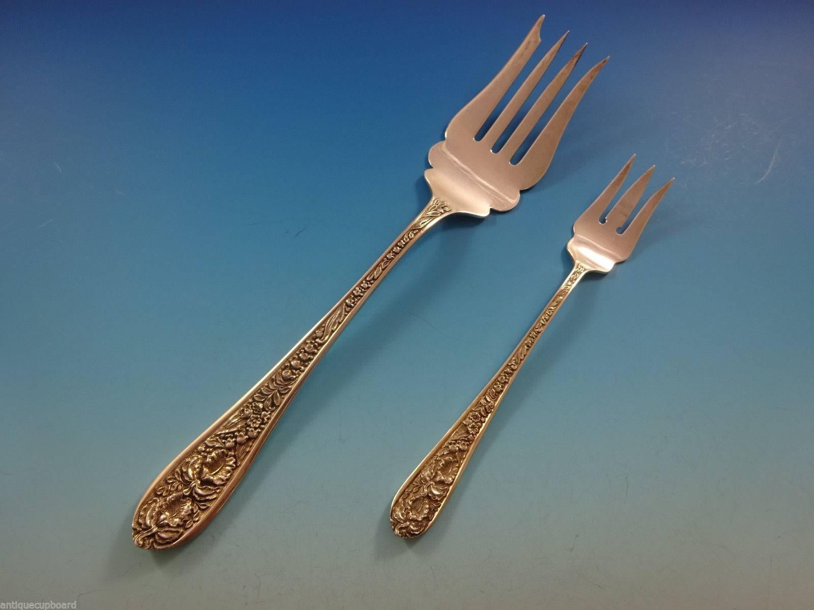 Mid-20th Century Corsage by Kirk-Stieff Sterling Silver Flatware Set 12 Service 90 Pieces Dinner