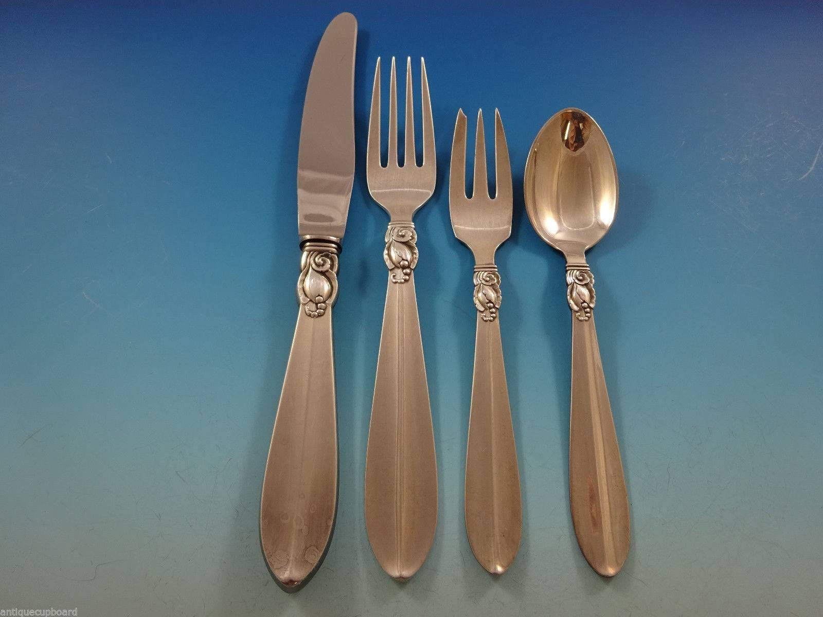 Scandinavo moderno Princess Fuchsia by Frigast Set di posate in argento Sterling Servizio 75 pezzi Moderno in vendita