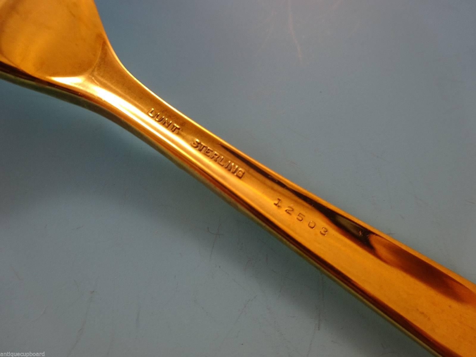 American Summer Song Gold by Lunt Sterling Silver Flatware Service for 12 Set Vermeil For Sale