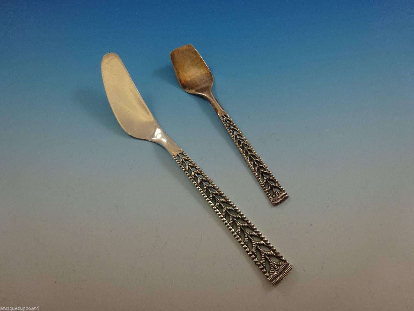 Juvel by Nils Hansen Norway 830 Silver Flatware Set for Service Pierced 3