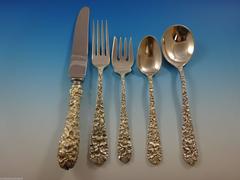 Princess by Stieff Sterling Silver Flatware Set of 12 Service 66 Pcs Hand-Chased