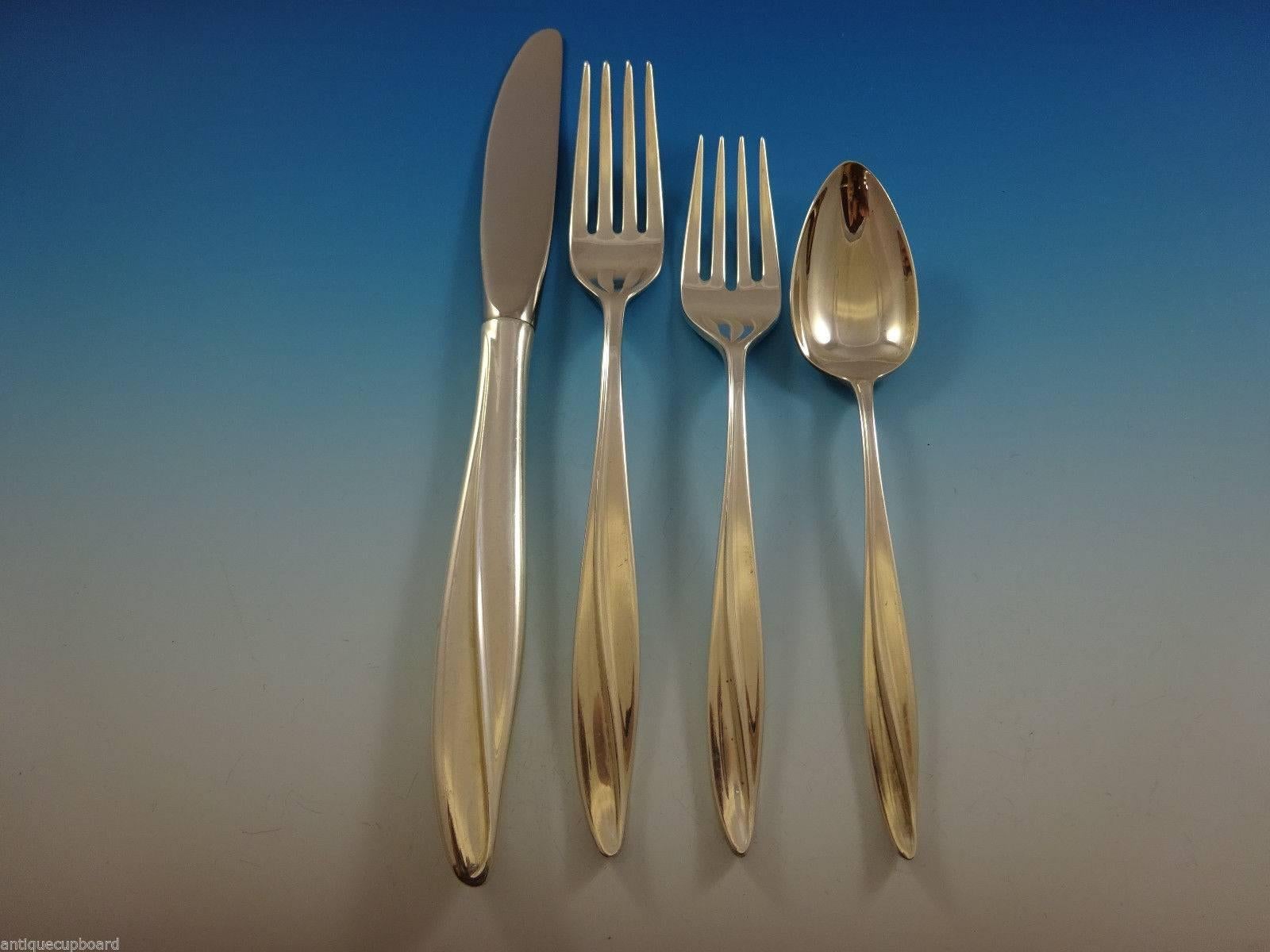 Mid-Century Modern Firelight by Gorham sterling silver flatware set of 31 pieces. Great starter set. This set includes:

Six knives, 8 7/8
