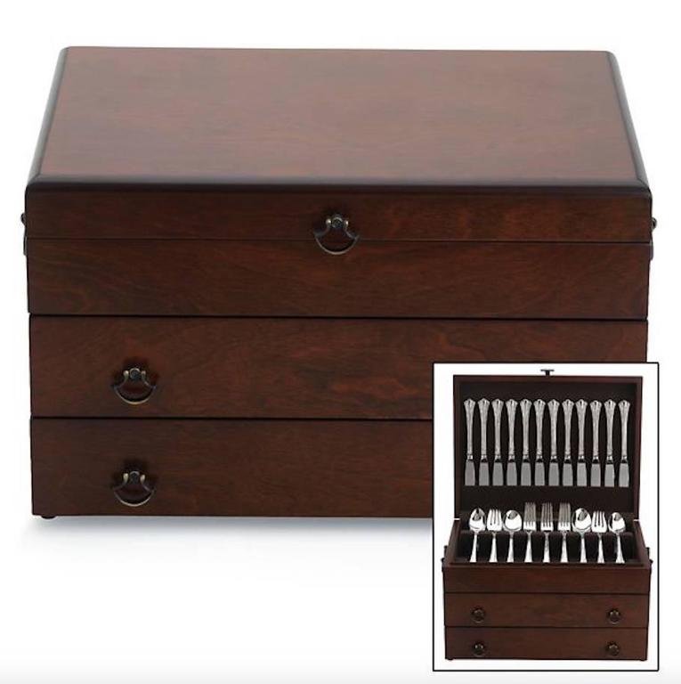 Reed and Barton Silverware Flatware 2Drawer Chest For Sale at 1stdibs