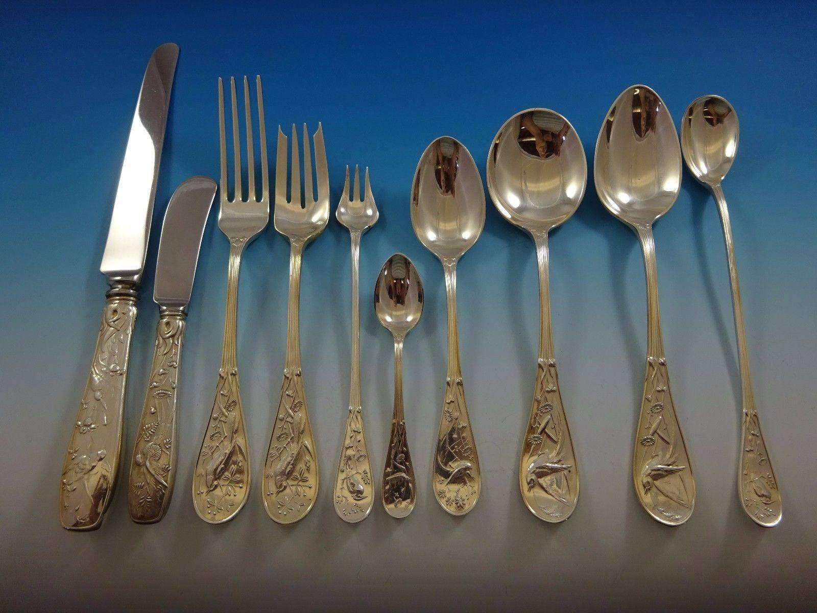 20th Century Audubon by Tiffany and Co Sterling Silver Flatware Service for 8 Set 87 Pieces