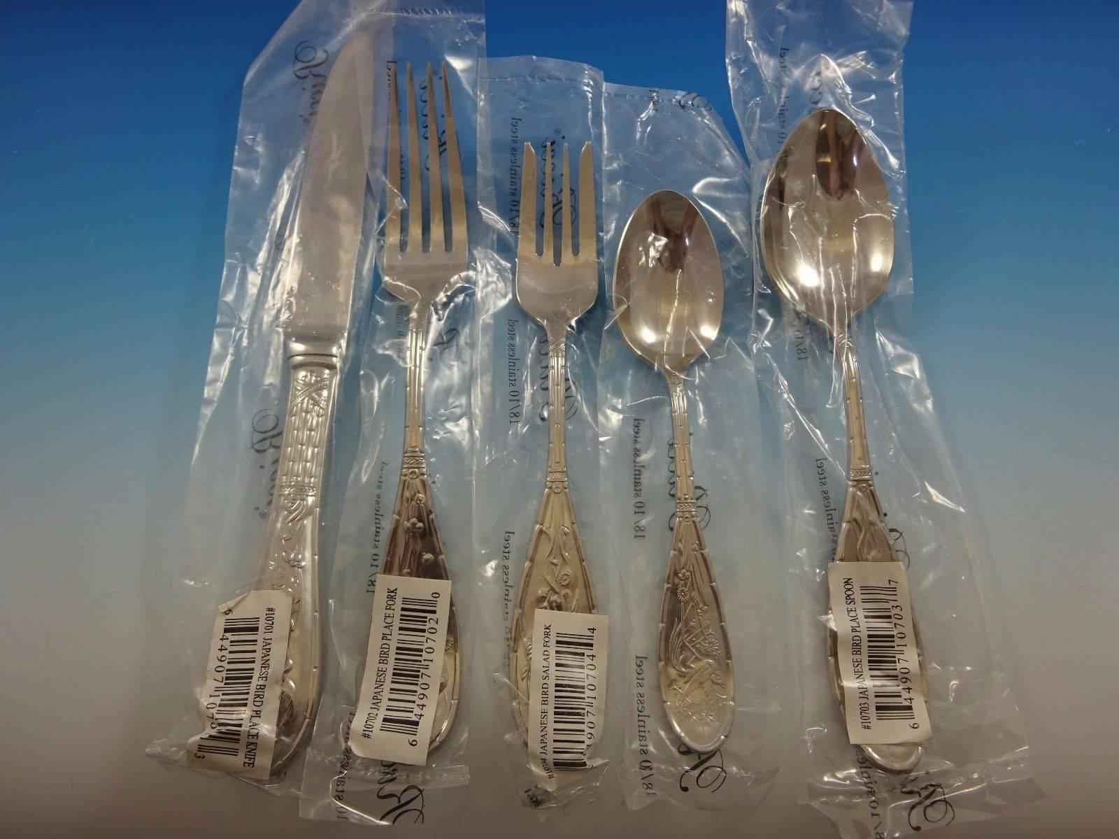 Stainless Steel Audubon by Tiffany and Co Sterling Silver Flatware Service for 8 Set 87 Pieces