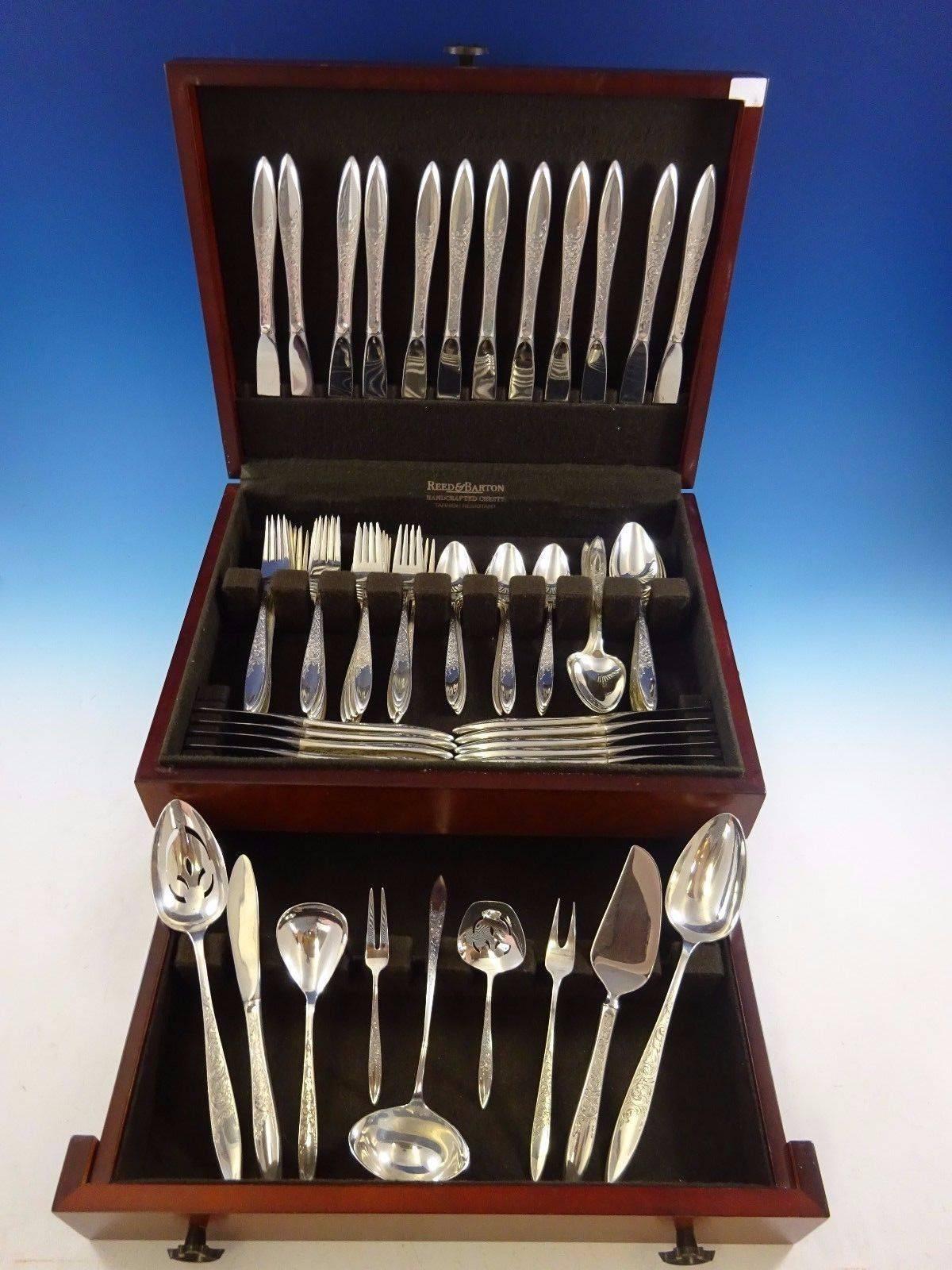 Lovely White Paisley by Gorham sterling silver flatware set of 81 pieces. This set includes:

12 knives, 8 7/8