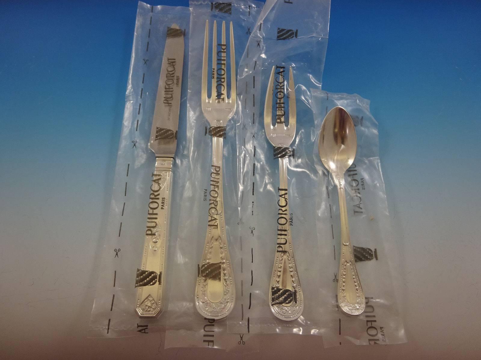 Monthélie by Puiforcat Silver Plate Flatware Set Service for 10-50 Pieces, New In Excellent Condition In Big Bend, WI